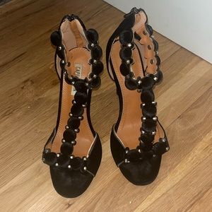 Suede black heels